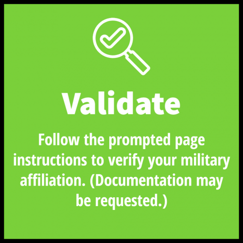Follow The Prompted Page Instructions To Verify Your Military Affiliation